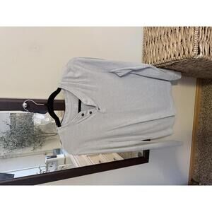 George Men's Light Gray Long Sleeve Henley Shirt Size S (34-36)